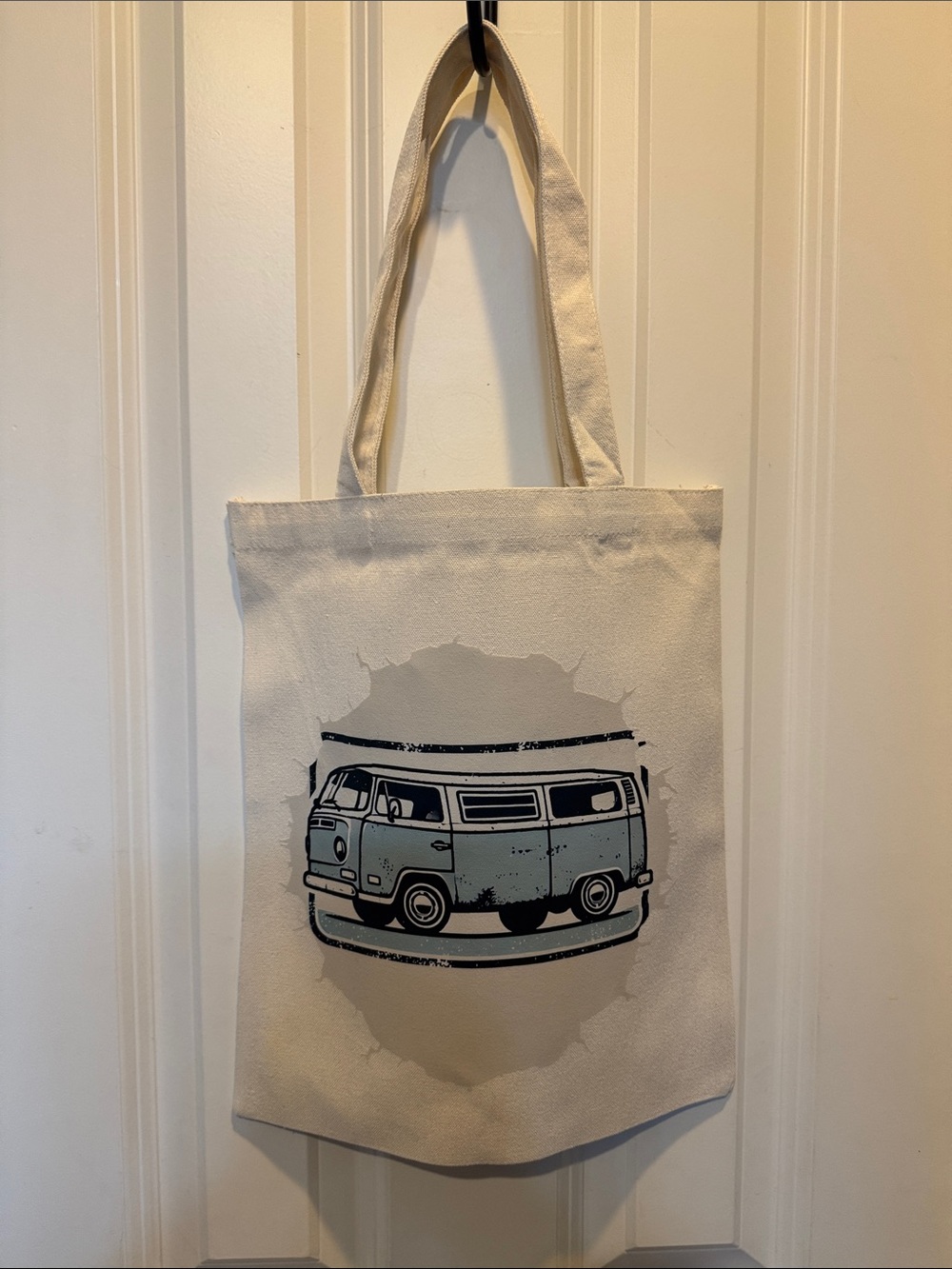 Canvas Tote Bag with Vintage VW Van Print